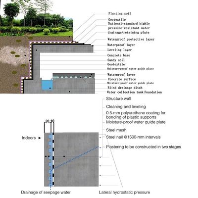 Modernes Designhaus Grünes Dachsystem Garten Grübchen Abflussmatte Rollbrett Kunststoff Abflussbrett